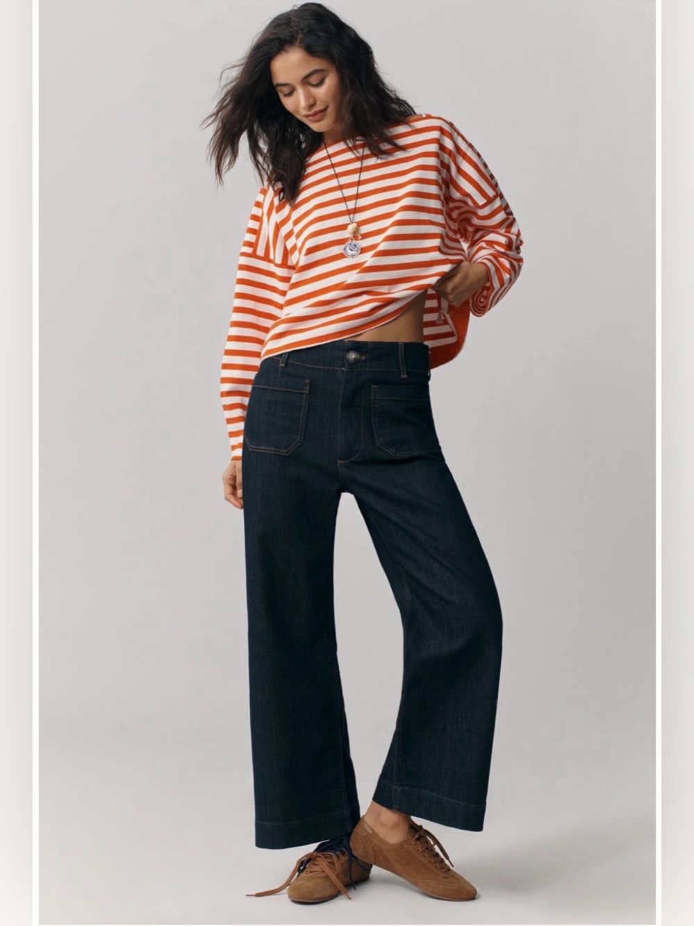 Maeve Colette Cropped Wide-Leg High-Rise Jeans by Maeve 31 Tall